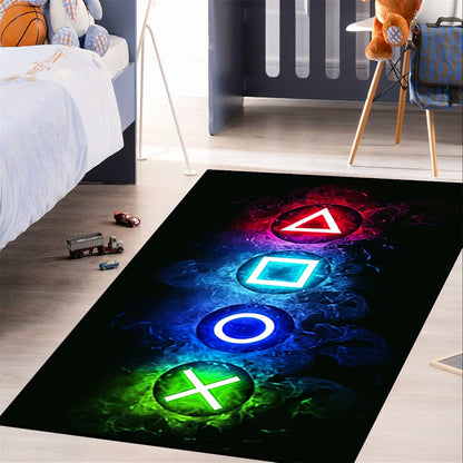 Video Game Rug - Gaming Themed Rug Gamepad Controller Area Rugs for Bedroom Gaming Carpet for Boys Game Carpet for Playrooms Bedroom Doormat Yoga Mats