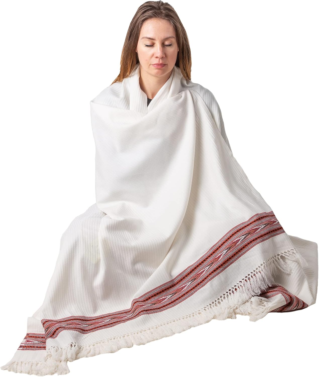 Exotic Meditation Shawl - Large Unisex Prayer Wrap, Oversize Scarf & Versatile Indian Stole Blanket