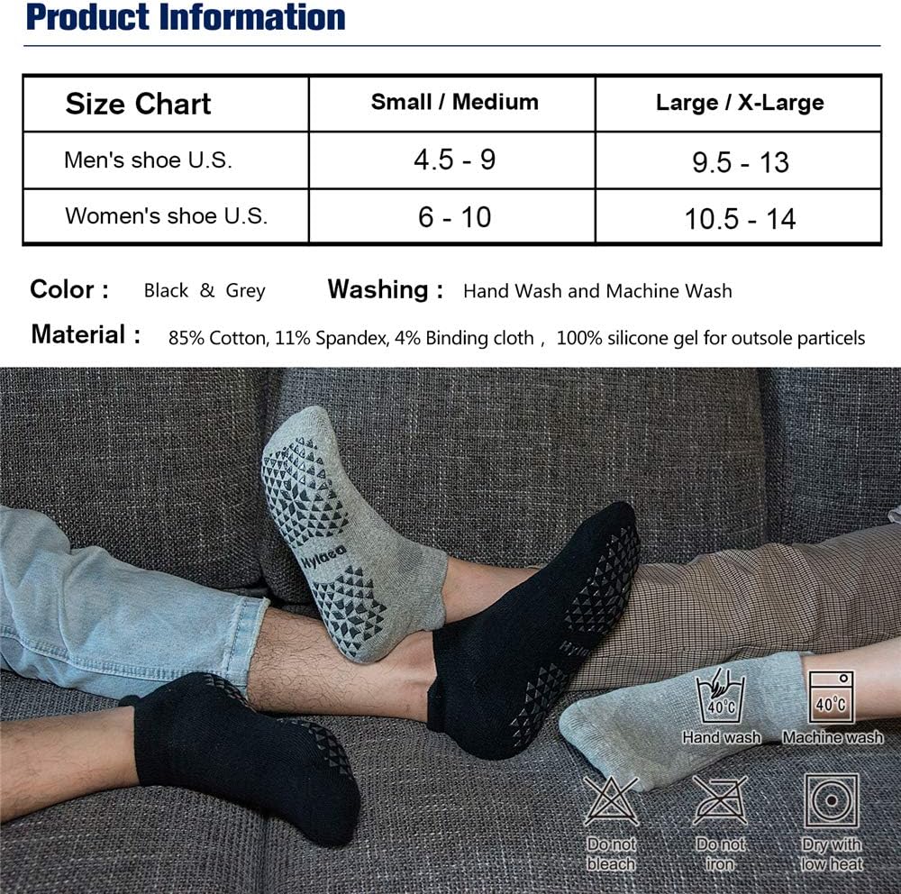 Hylaea Unisex Non Slip Socks with Grip for Yoga, Hospital, Pilates, Barre | Ankle, Cushioned