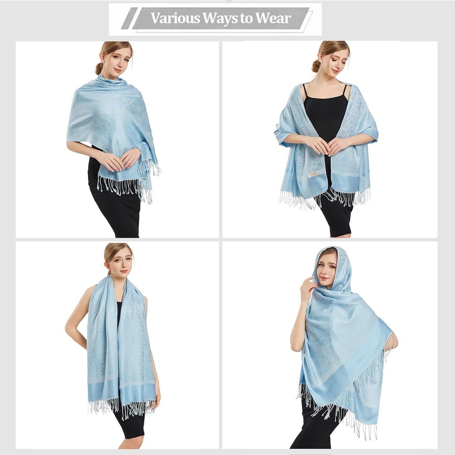 vimate Silky Paisley Pashmina Shawl Scarf-Women's Soft Double-side Jacquard Pashminas Wrap for Evening Dress Travel Shawl