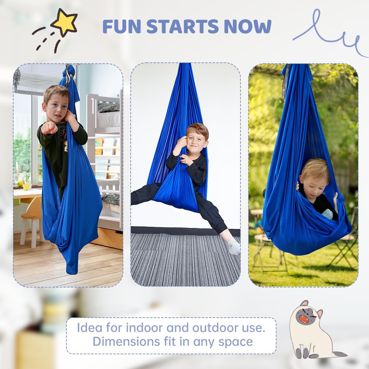 Aokitec Therapy Swing for Kids with Special Needs (Hardware Included) Snuggle Swing Cuddle Hammock Indoor Adjustable Aerial Yoga for Children with Autism, ADHD, Asperger, Sensory Integration