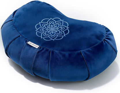 Hihealer Premium Crescent Meditation Cushion, Ergonomic Buckwheat Hull Floor Pillow for Adults, Comfortable Yoga Bolster for Meditation & Floor Sitting (Purple)