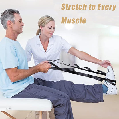 Oak-Sports Stretching Strap Yoga Strap for Physical Therapy with 10 Loops, Yoga Straps for Stretching, Upgraded Non-Elastic Stretch Band for Pilates, Dance and Gymnastics with Workout Guide