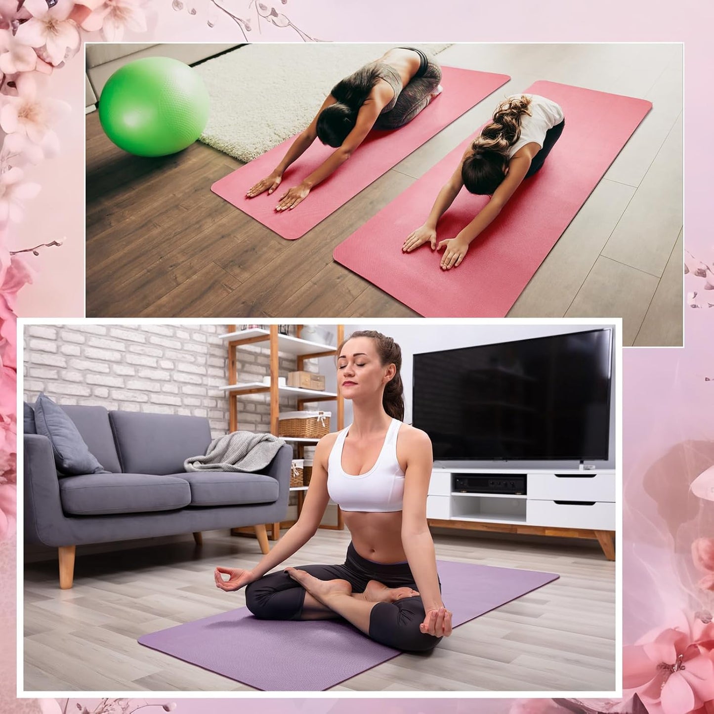 Timgle 6 Pack Yoga Mats Bulk 68 x 24 Inches Non Slip Exercise Yoga Mat 4 mm Thick Anti Slip Tear Resistant Sports Gym for Fitness Stretching Home Workout and Studio