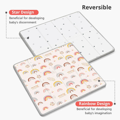 Extra Large Baby Play Mat 79x70, Foldable Baby Play Mat for Floor, Waterproof, Safe & Thick Playmats for Babies and Toddlers, Non-Slip Backing Safe for Crawling&Tummy Time, Indoor & Outdoor Use