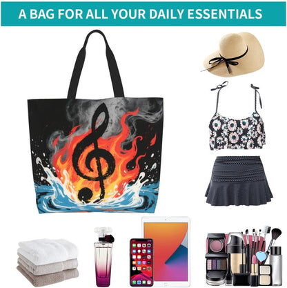 Tote Shoulder Bag Large Durable Reusable Eco-friendly Handbag Lightweight Stylish for Daily Use-19.7x15.7x5.9 Inch - Colors A