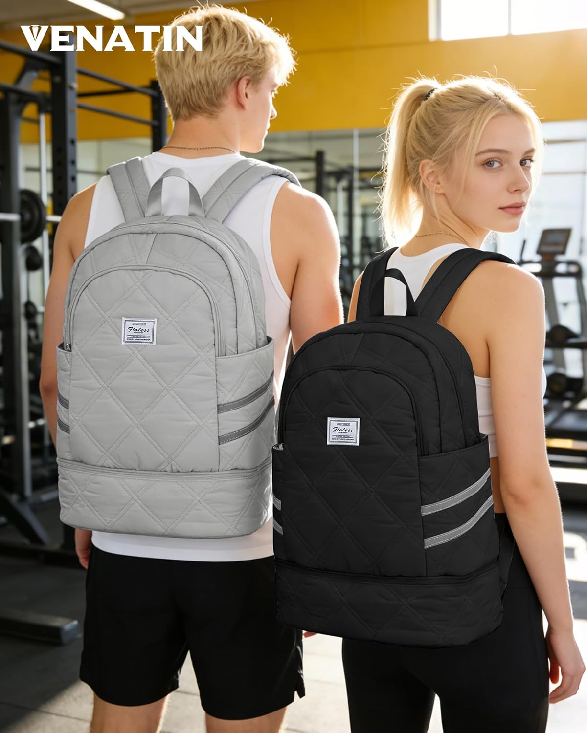 Gym Backpack for Women Men,Cheer bag,Lightweight Gym Bag with Shoe Compartment, Waterproof Sports Backpack with Wet Pocket, Black