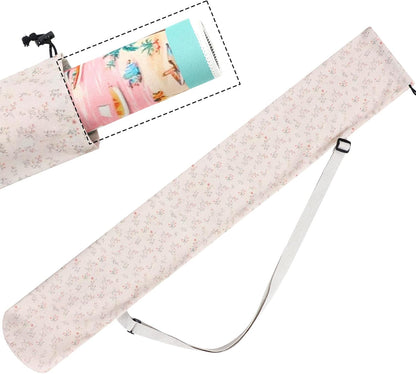 Shinylin 35 Inch Mahjong Mat Carrying Bag with Strap, Printed Drawstring Mahjong Holder Bag Outdoor Travel Canvas Storage for Board Games, Yoga Mats, Tripod