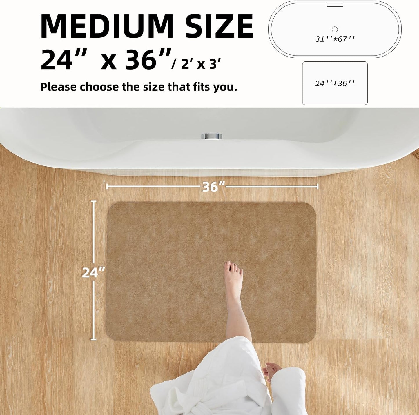 TYUU Bath Mat, Bathroom Rugs Non Slip Washable Thin Absorbent Quick Dry Bath Mat Fits Under Door Bathroom Floor Mat Perfect for Bath, Shower, or Sink 24"x36" Dark Grey