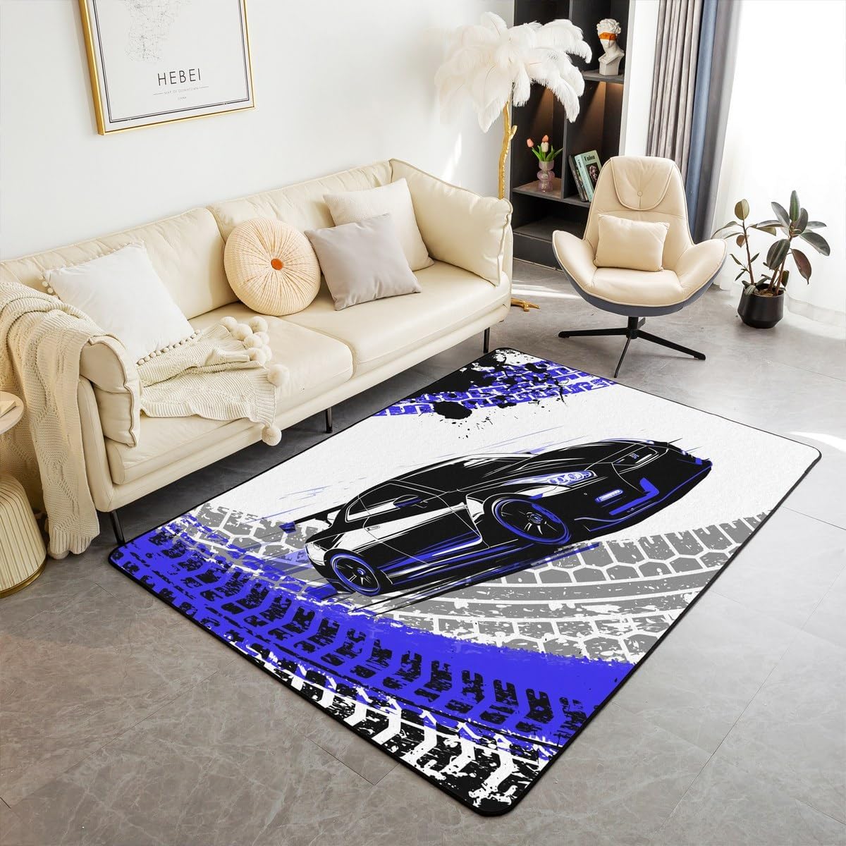 Feelyou Dirt Bike Area Rug 3x5 Kids Extreme Sports Green Honeycomb Living Room Rugs for Bedroom Boys Girls Teens Racing Motocross Rider Decorative Carpet Rug Non-Slip Motorcycle Indoor Floor Mat