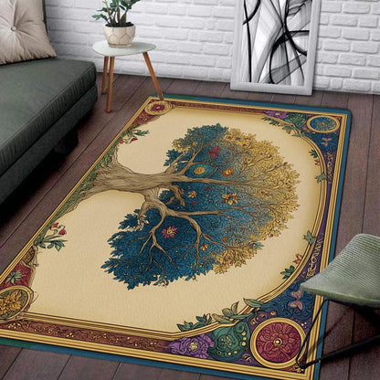 Tree of Life Area Rug – Bohemian Mandala Carpet for Living Room, Bedroom, Meditation Space, Yoga, Spiritual Home Décor – Large Soft Floor Mat for Indoor Decoration (TOL08)