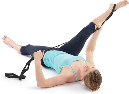 OPTP The Original Stretch Out Strap XL with Exercise Book, USA Made Stretch Out Straps for Physical Therapy, Yoga Stretching Strap or Knee Therapy Strap - Ten Loops, 7'5" Strap