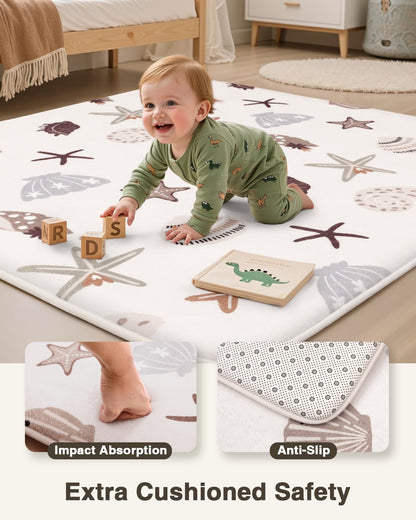 Large Thick Baby Play Mat for Floor,Padded Foam 59x79 Playpen Mat,Soft Support&Plush Feel Nursery Kids Rug,Non Slip for Toddler,Infants,Kids Playroom,Yoga,Baby Crawling,Tummy Time (Light Grey)