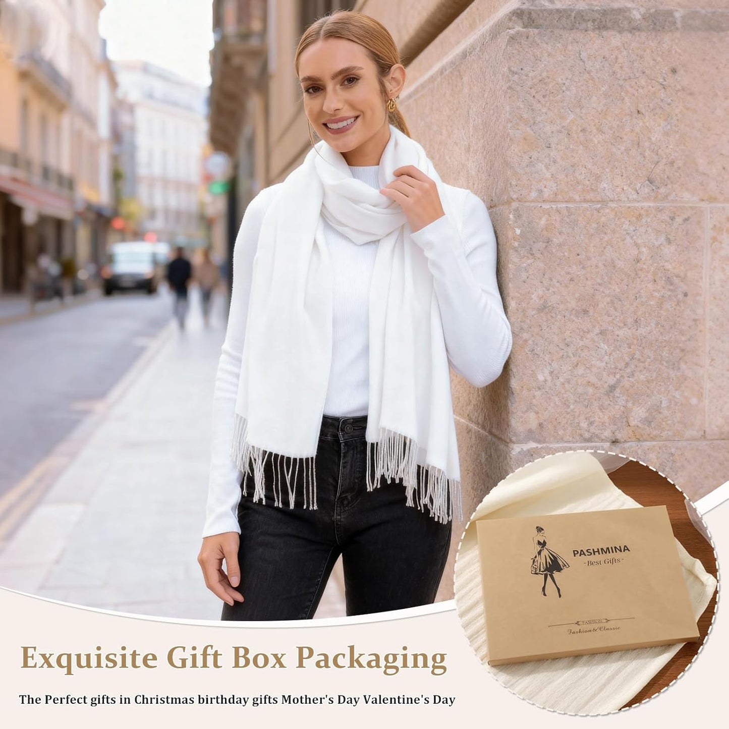 Pashmina Scarf and Shawl - Soft Women Pashminas Wrap for Wedding Evening Party dresses