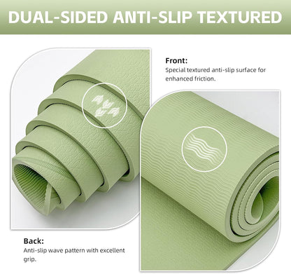 Large Yoga Mat Thick, 76"x32"x0.31"Wide POE Exercise Mat with Non-Slip Surface & Carry Strap, Anti-Tear Workout Mat for Yoga, Pilates, Fitness