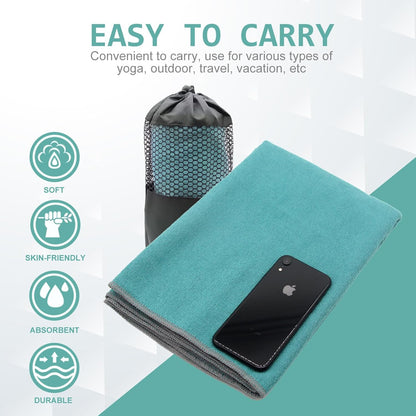 Eunzel Yoga Towel,Hot Yoga Mat Towel with Grip Dots Sweat Absorbent Non-Slip for Hot Yoga, Pilates and Workout 24" x72", Purple & Blue