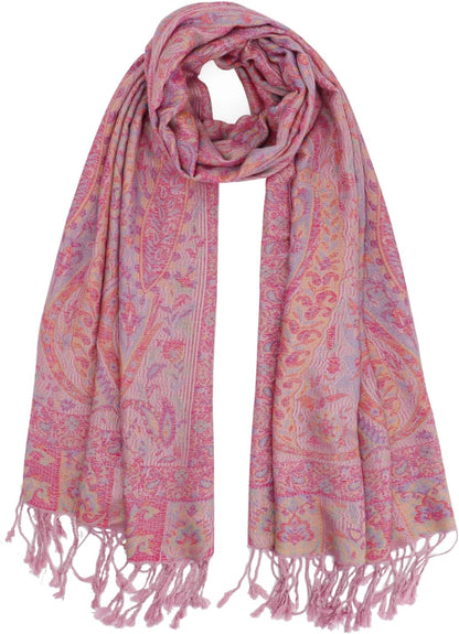 Ciormis Two Tone Silky Paisley Pashmina Shawl Scarf,Soft Women's Rave Jacquard Pashminas Wrap Scarves