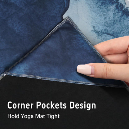 Hot Yoga Mat Towel with Corner Pockets Yoga Towels for Hot Yoga Non Slip with Travel Bag Sweat Absorbent Yoga Blankets Mat Cover for Workout Gym 70"x26" (Mountain-01, 70x26)