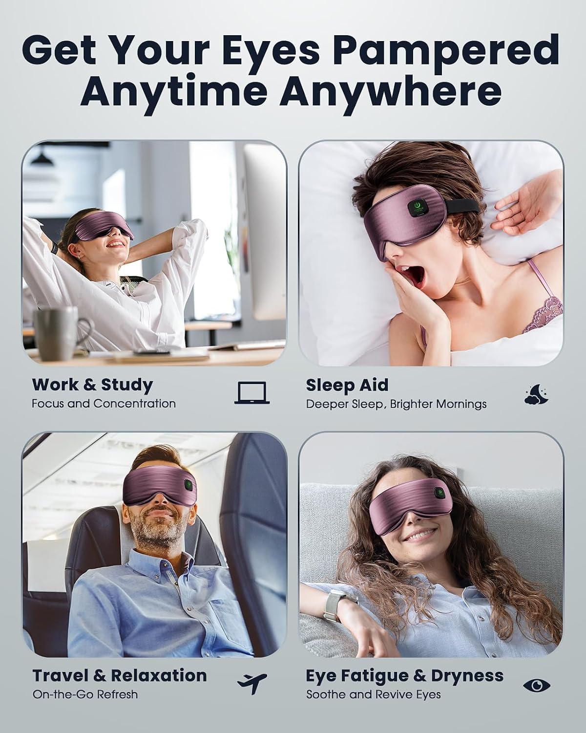 Heated Eye Mask - Cordless Eye Mask for Dry Eyes, FSA-HSA Eligible, Eye Relief, Improved Sleep, Washable Eye Heating pad for Travel and with Replaceable Shell