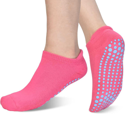 ELUTONG Pilates Non Slip Grip Socks for Women 1-4 Pairs Yoga Barre Ballet Workout Hospital Grippy Sock