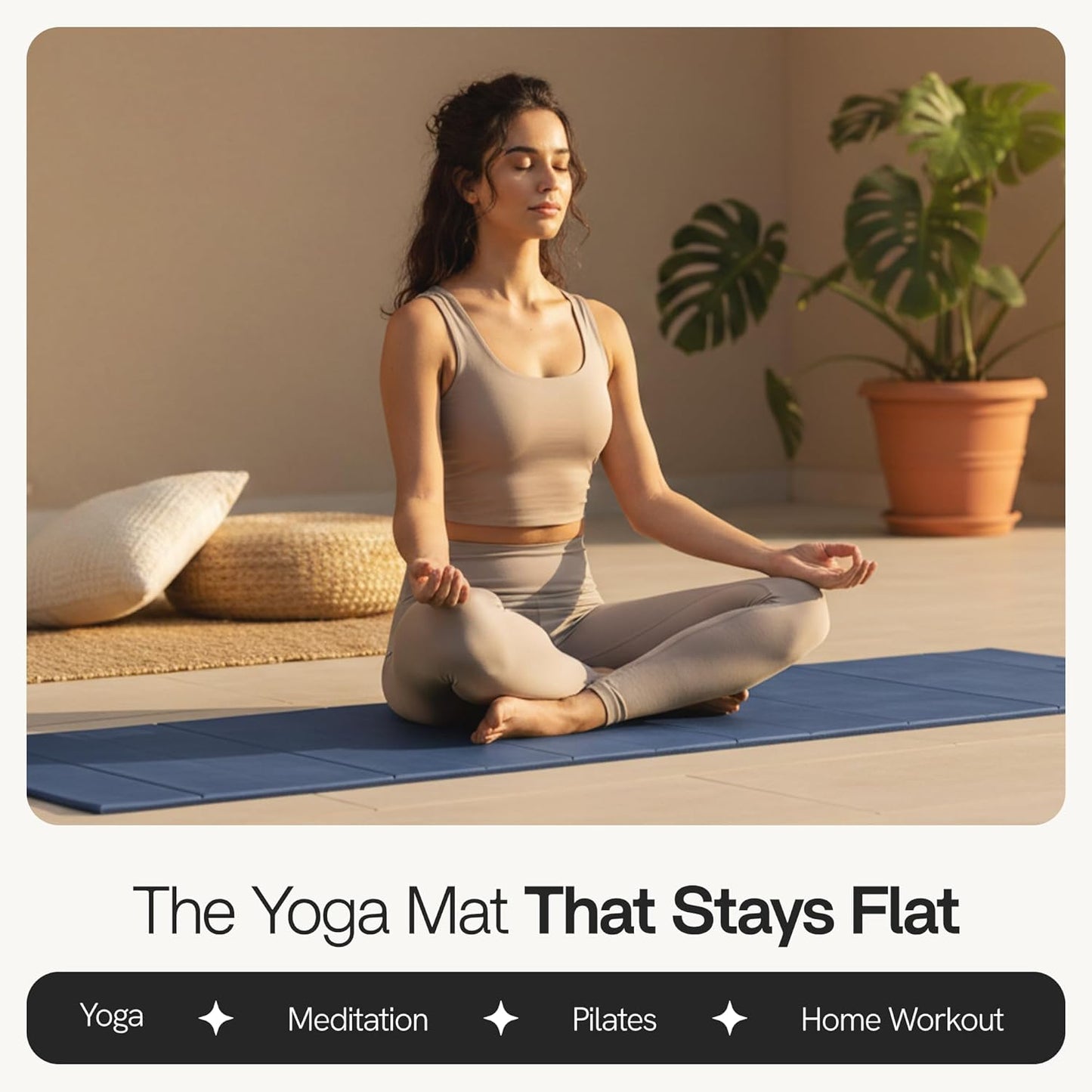 Folding Yoga Mat, TPE Folding Yoga Mat, Foldable Exercise Mat for Yoga, Pilates, Floor Workouts, Compact Design, Travel Friendly, Ideal for Home & Gym, Knee pad, Kneeling pad, No Roll Mat