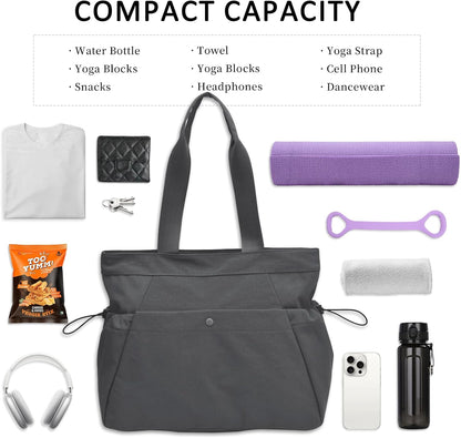 Yoga Bags for Women Gym Tote Bag with Adjustable Mat Holder Yoga Mat Carrier Shoulder Bags for Workout Pilates Travel Beach Work Shop