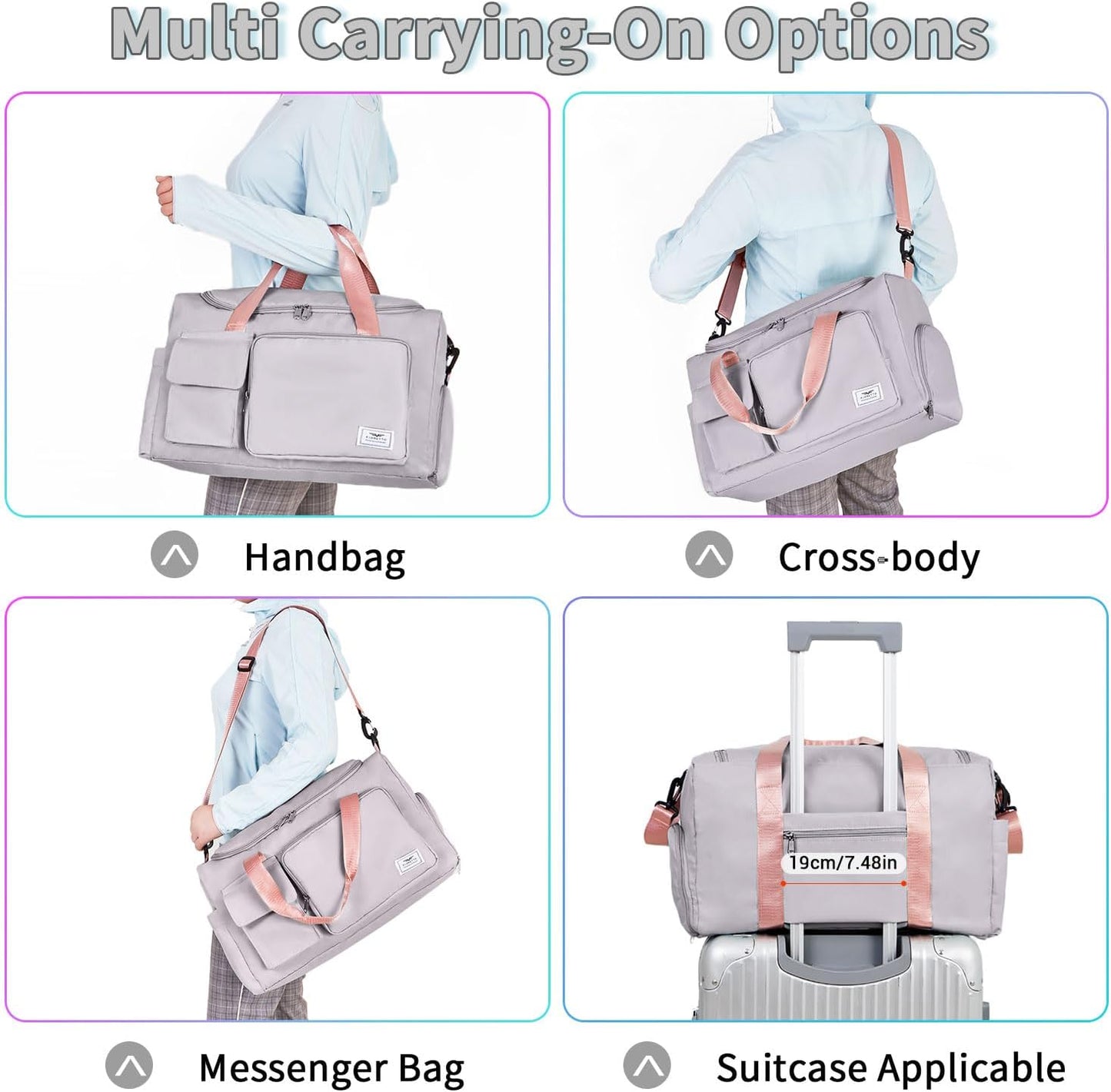 FIORETTO Women's Gym Duffle Bag with Shoes Compartment, 30L Capacity, Ideal for Travel, Gym, Sports, Duffel, Weekender
