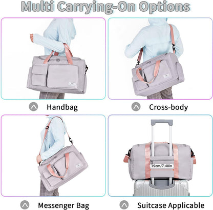 FIORETTO Women's Gym Duffle Bag with Shoes Compartment, 30L Capacity, Ideal for Travel, Gym, Sports, Duffel, Weekender