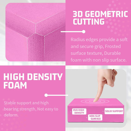 Yoga Blocks 2 Pack 3x6x9IN Foam Block Supportive Latex-Free with Rounded Edges, Non-Slip Exercise Blocks for Pilates, Meditation, Balance, Stretching and Deep Poses
