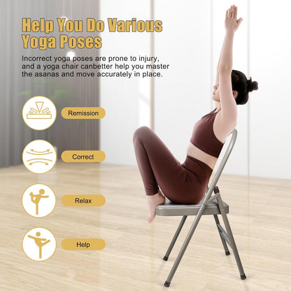 INNOLIFE Modern Minimalist Yoga Chair, Foldable & Space-Saving, 300 lbs Capacity, Grey