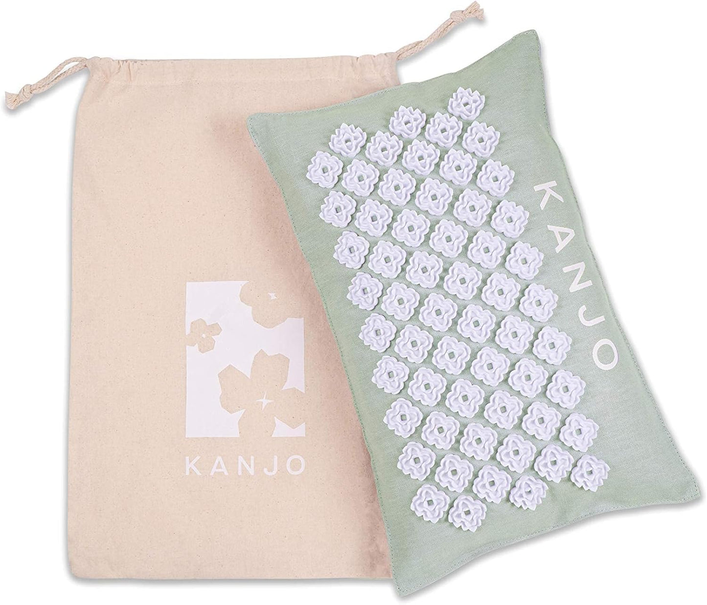 Kanjo Aroma Mint Acupressure Pillow - 100% Cotton Linen with Natural Cork Filling - Aromatherapy Pillow for Back Pain and Neck Pain Relief