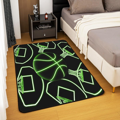 jejeloiu Basketball Living Room Rugs for Bedroom 5x7 Kids Gaming Sports Decor Carpet for Boys Girls Teens Ball Games Area Rug Soft Gift for Basketball Lover Grey and Black Room Decor