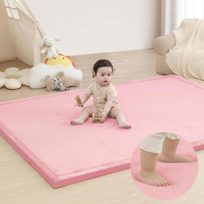 Baby Play Mat for Floor,1.3" Thick Memory Foam Tummy Time Mat,Soft Coral Velvet Nursery Rug,Large Non Slip for Crawling,Toddlers,Infants,Kids,Yoga & Tatami Style for Living Room(Dark Gray)