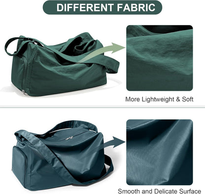 Small Gym Bag with Shoe Compartment, Workout Sport Duffle Bag for Women Travel, Waterproof Shoulder Overnight Bags Lightweight Carry on Tote Bags for Swim, Yoga, Dance