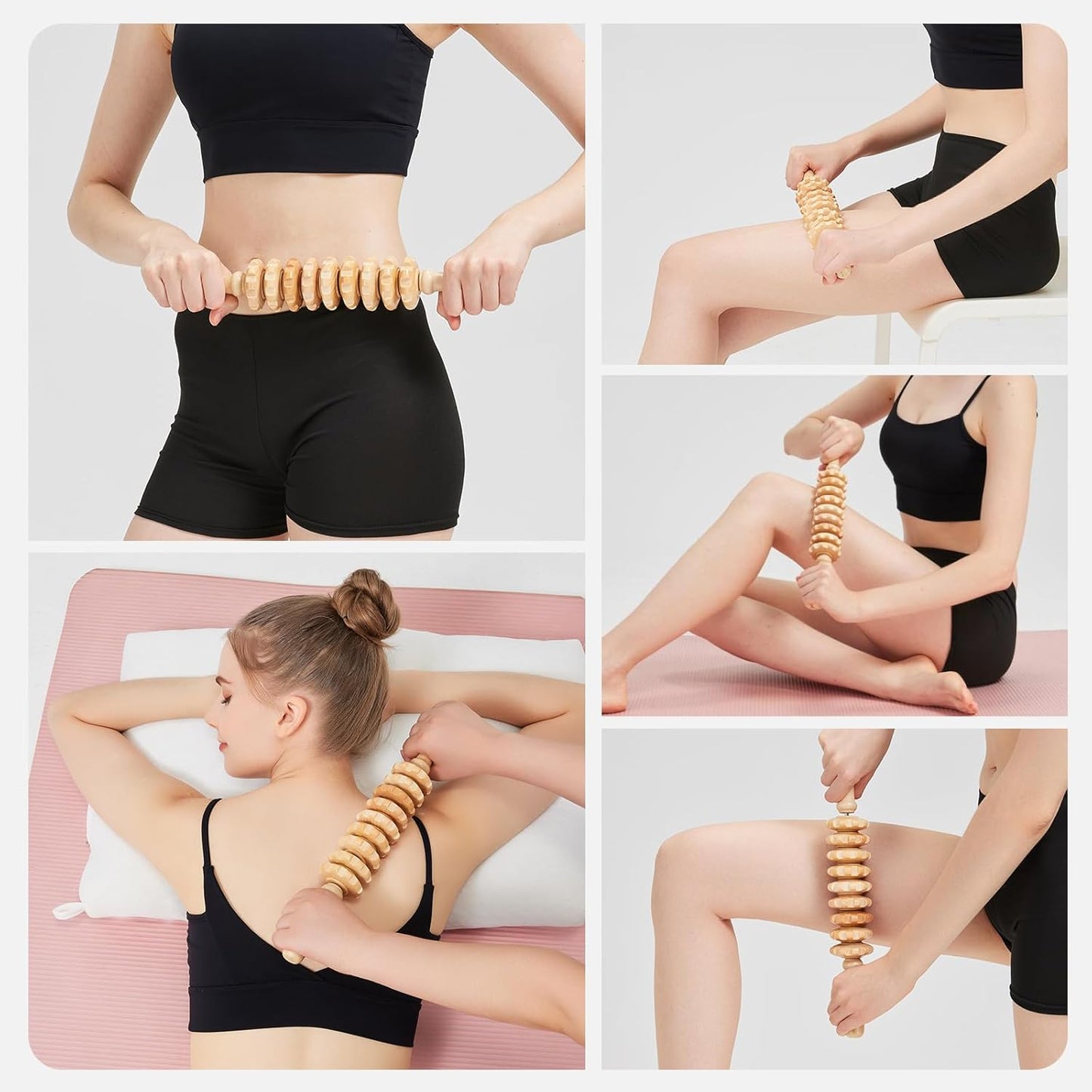 Muscle Roller Massage Roller Stick- Deep Tissue Fascia Blaster for Myofascial Pain Relief, Lymphatic Drainage & Body Sculpting, Handheld Physical Therapy & Recovery Tool (Gray black-18 inch)