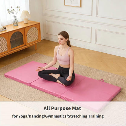 ZENY 2’’ Thick Tri-fold Folding Gym Exercise Mat Extra Thick Gymnastics Mat Tumbling Mat with Carrying Handles for Home Workout, Core Workouts, Stretching, MMA, Yoga