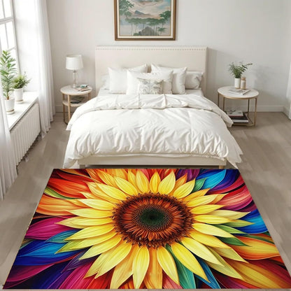 You are My Sunshine Sunflower Area Rug 6x8ft Beautiful Bee Butterfly Rug Indoor Low Pile Non-Shedding Carpet for Contemporary Retro Living Room Bedroom Yoga Mat Washable Non-Slip Rugs