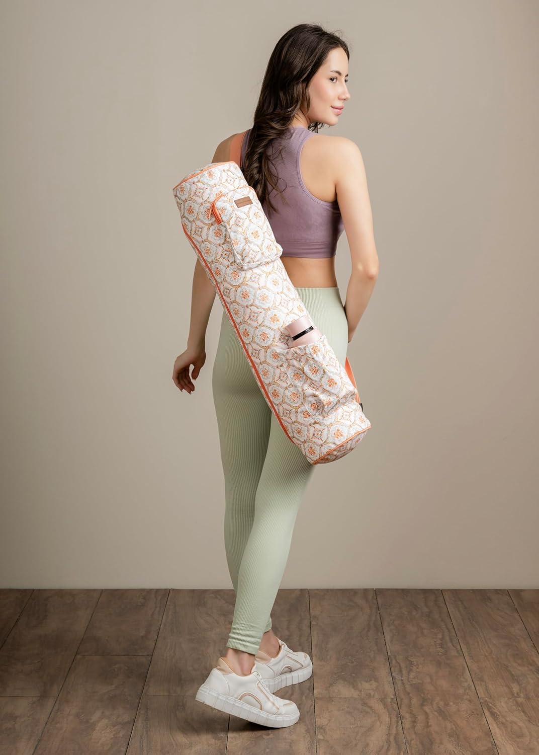 Maison d' Hermine Yoga Mat bag, Cylindrical bag for Woman&Men, yoga mat Bag &Adjustable shoulder straps Yoga Mat Carrier Bag with Drawstring Water Bottle Pocket and zipper pocket Easter Gifts