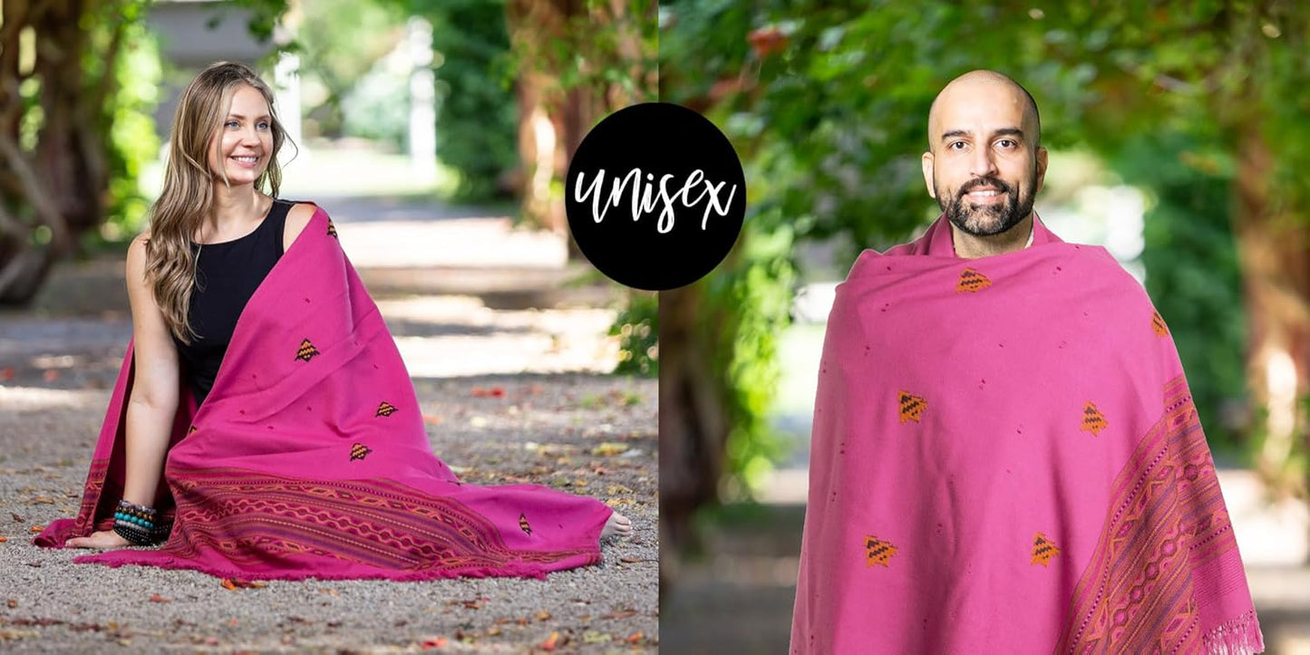 Exotic Vegan Meditation Shawl - Large Unisex Prayer Wrap, Oversize Scarf & Versatile Indian Style Blanket