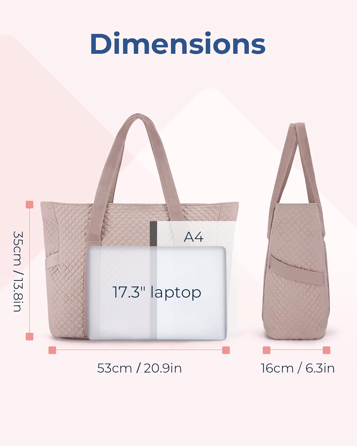 BAGSMART Crush Tote Bag for Women, 20L Puffer Work Tote with Zipper, Travel Essentials Quilted Nurse Hospital Bag