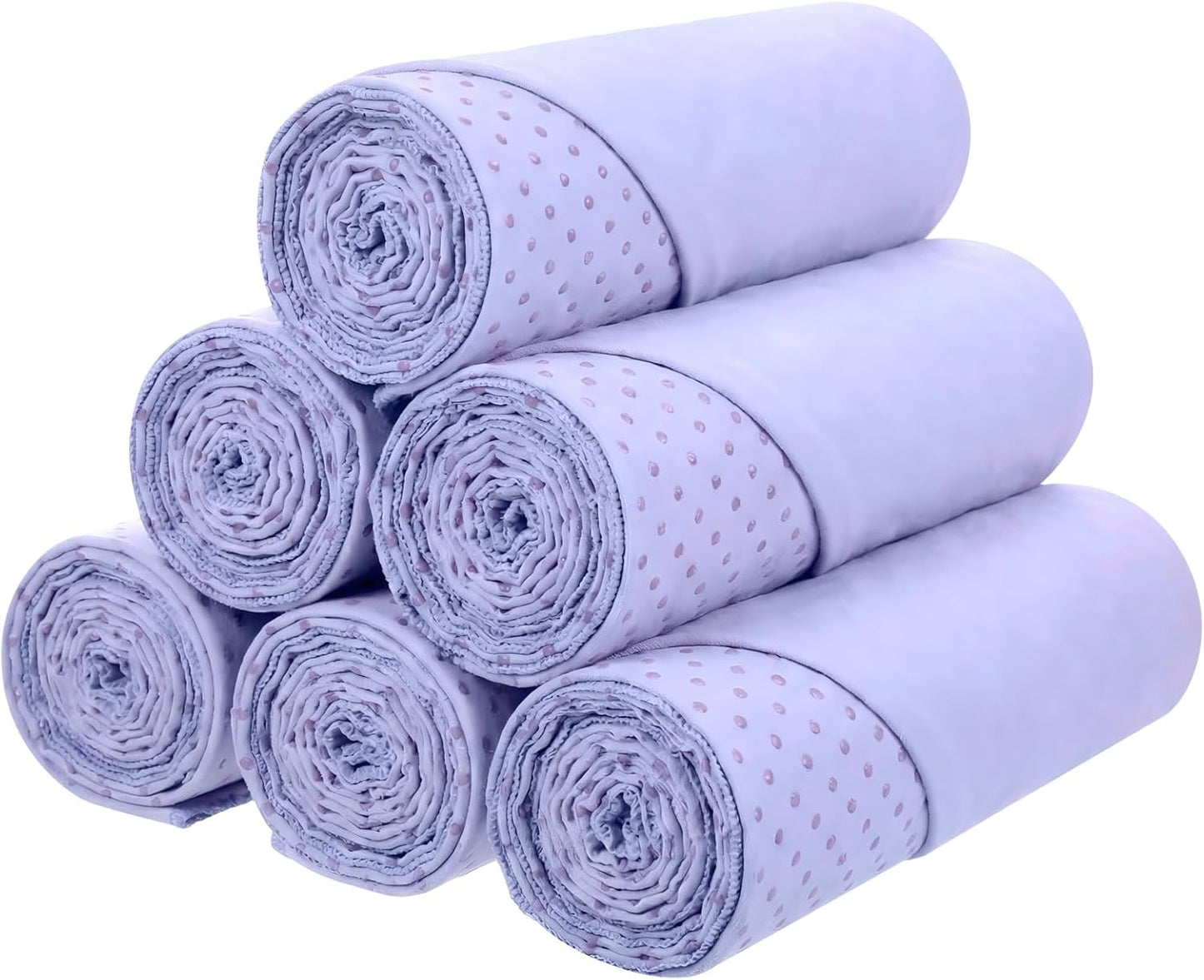 Soulchen 6 Pack Hot Yoga Towel Bulk with Grip Dot Non Slip 72" x 24" Microfiber Yoga Mat Soft Sweat Absorbent Pilates Blanket Mat Towel for Exercise Fitness Accessories Workout Gym(Gray)