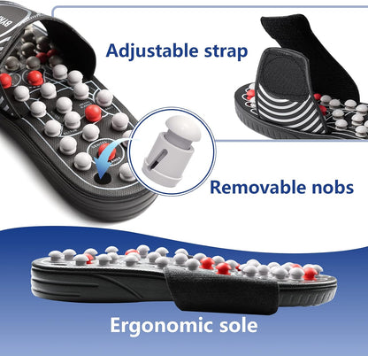 BYRIVER Acupressure Foot Massage Mat, Reflexology Tools, Spiky Ball Roller Therapy Sandals Shoes Slippers, Relief Muscle Fatigue, Sciatica, Heel, Lower Back Pain (03L)