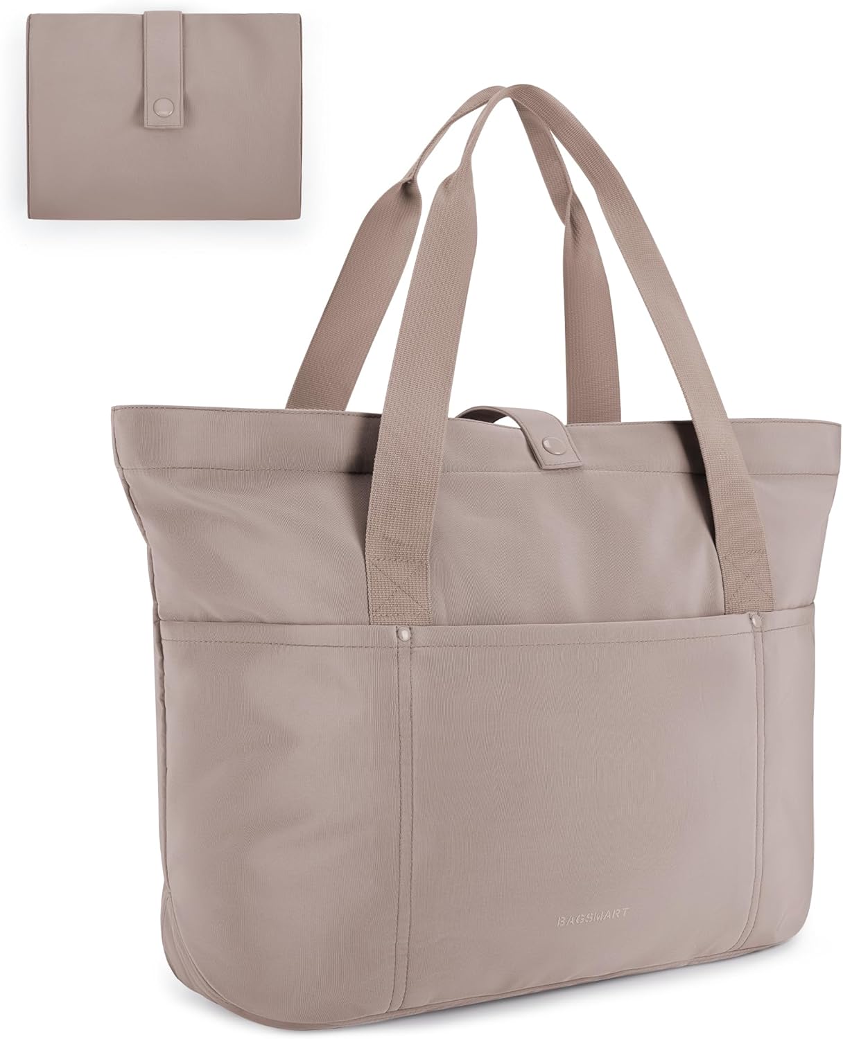 BAGSMART Tote Bag for Women, Foldable Tote Bag With Zipper Travel Shoulder Bag Handbag for Work