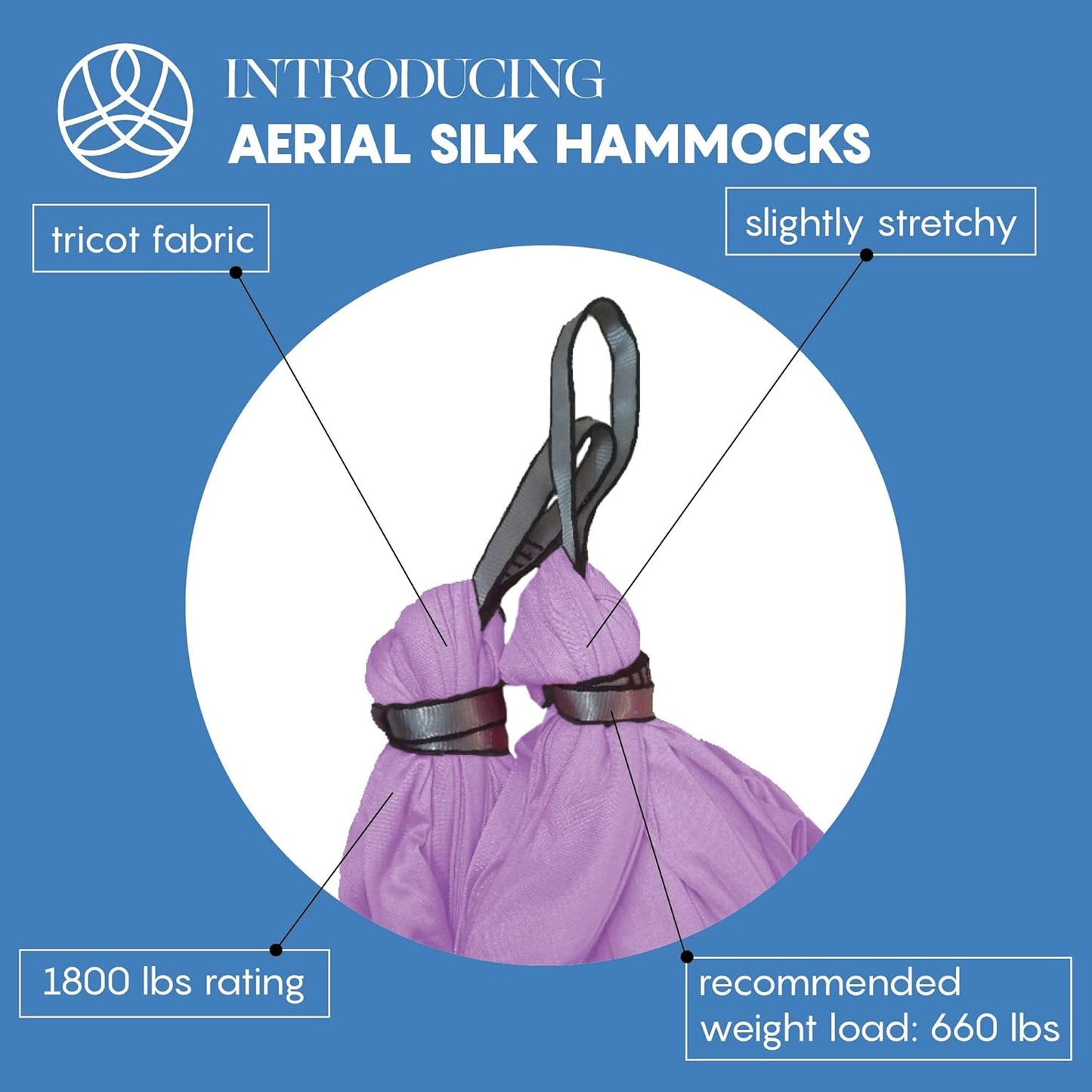 Aerial Silk Yoga Hammock & Swing for Home, Inversion Exercises, Starter Kit for All Levels - Durable with Extension Straps, Carabiners, and Pose Guide
