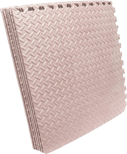HTTMT- 8X(32 Sqft) Pink Gym Floor Mat 24x24 EVA Foam Interlocking Exercise Fitness Puzzle Floor Gym Yoga Mat Workout Pad [P/N: MTET-HOME012-8PC]