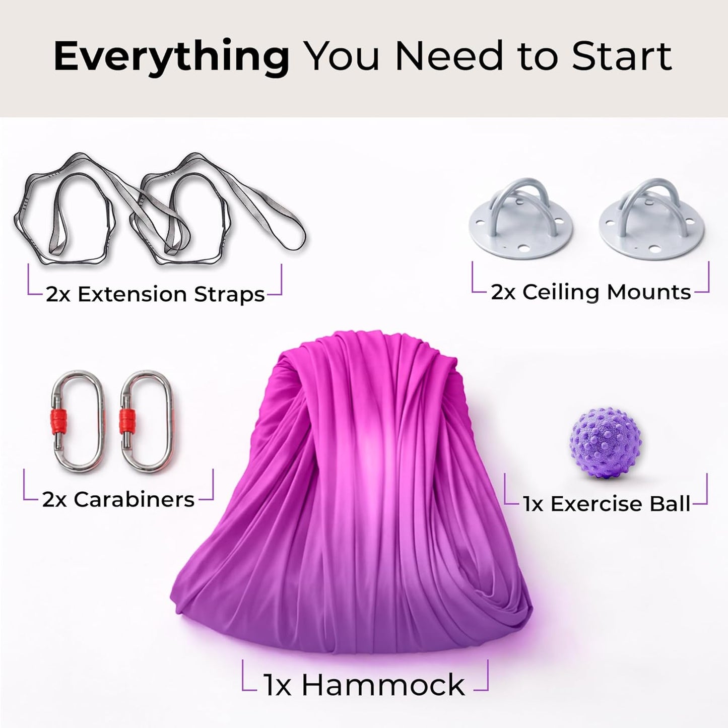 LOTUS78 Aerial Yoga Hammock 5.5 Yards (198 Inches) – Premium Aerial Silk Swing for Antigravity Fitness, Inversion Therapy, Strength & Flexibility | Purple | Yoga Trapeze for Home & Studio