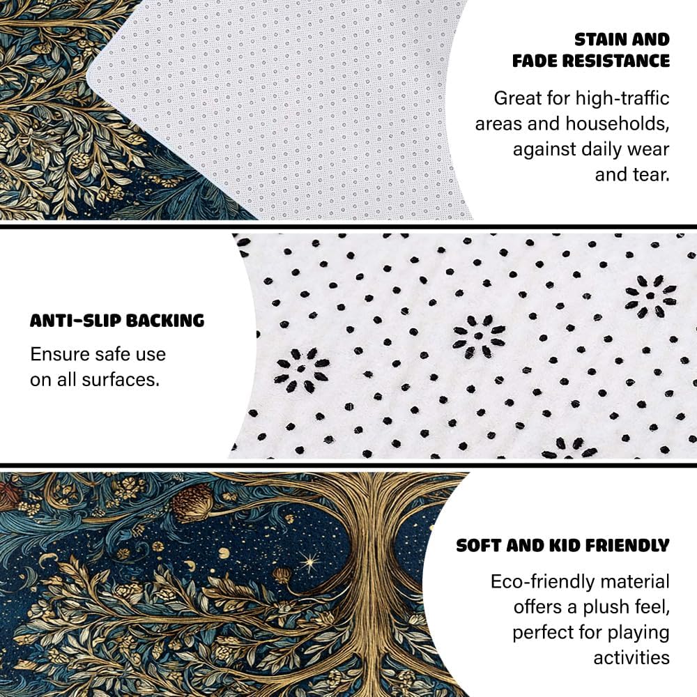 Tree of Life Area Rug – Bohemian Mandala Carpet for Living Room, Bedroom, Meditation Space, Yoga, Spiritual Home Décor – Large Soft Floor Mat for Indoor Decoration (TOL08)