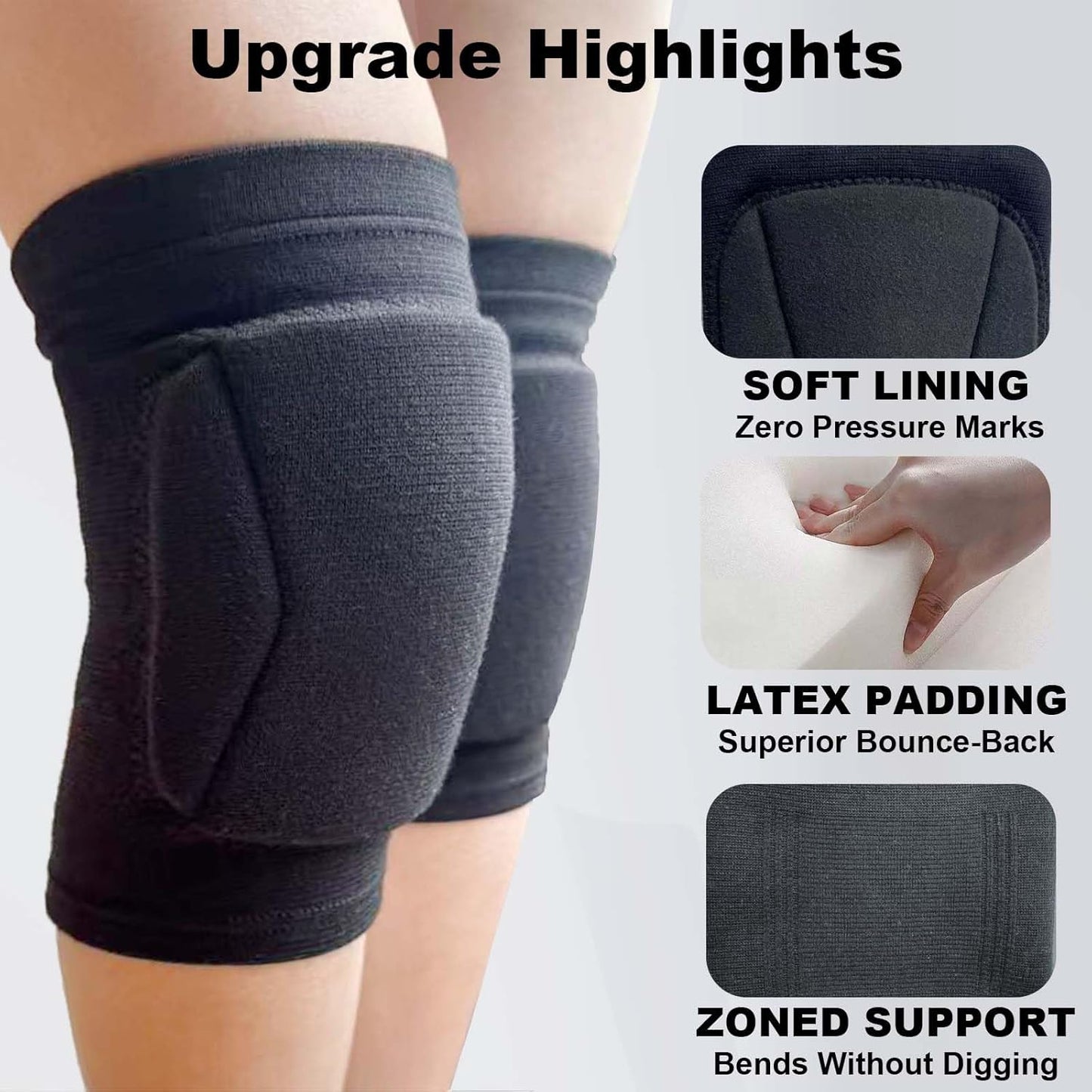 Volleyball Knee Pads for Men Women Sports, Soft Knee Sleeve with Collison Avoidance Foam Pad for Basketball Football Baceball Soccer, Elastic Kneeling Pad for Dance Yoga MMA Muay Thai, Black M (1 Pair)