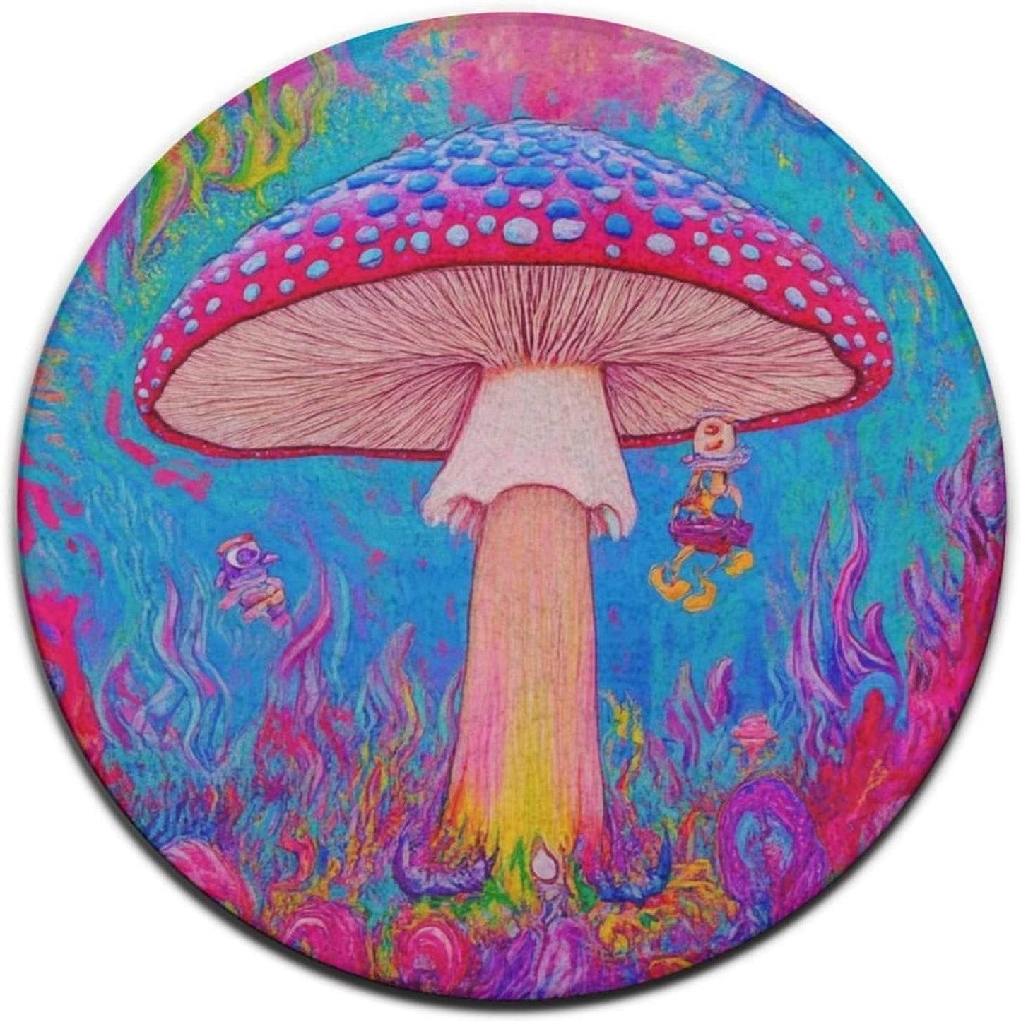 Home Decor Non Slip Kitchen Office Circle Rug, Machine Washable Modern Round Area Rug, Room Sofa Yoga Soft Round Carpet Purple Galaxy Trippy Space Astronaut Art, 36inch