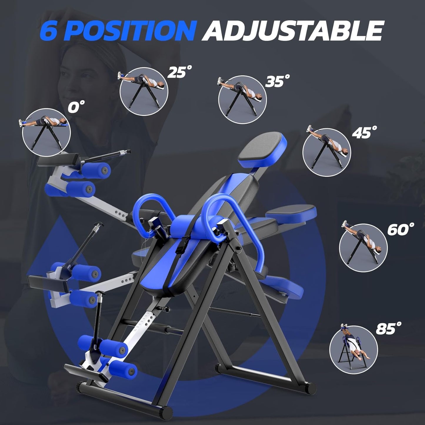 YOLEO Gravity Inversion Table for Back Pain Relief 2026 New Inversion Table w/Lumbar Support Easy to Assemble Back Stretcher Machine 300 lbs